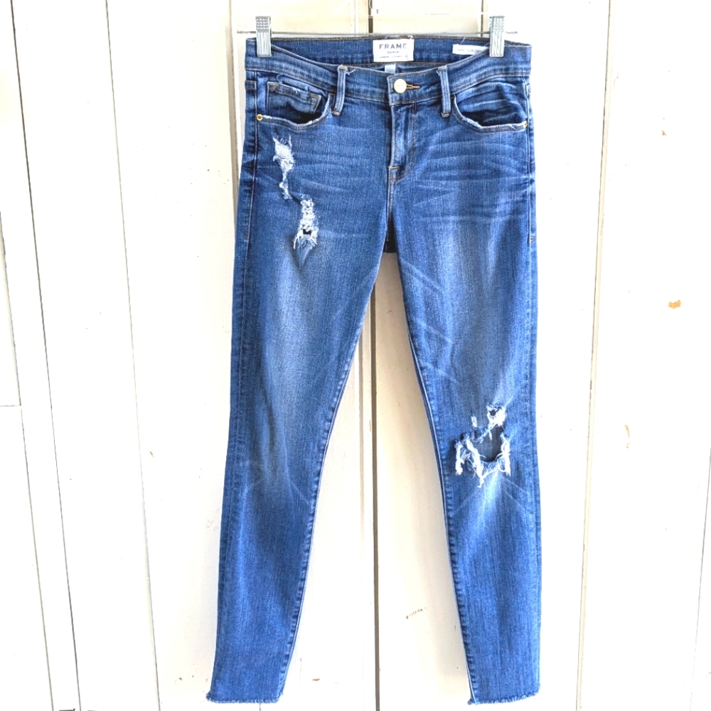 Frame Distressed Skinny with raw hem sz 26 - Picture 2 of 12